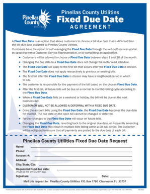 Pinellas County Utilities Fixed Due Date Agreement