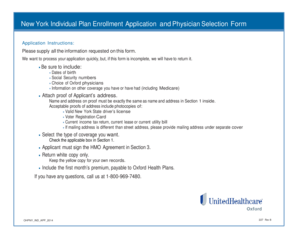 New York Individual Plan Enrollment Application and Physician Selection Form