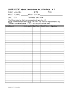 Shift Report Form