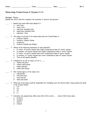 Meteorology Practice Exam 3