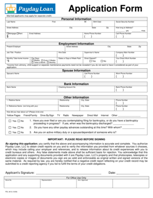 Payday Loan Application Form