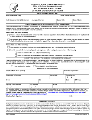 Request for Substitution of Party Upon Death of Party