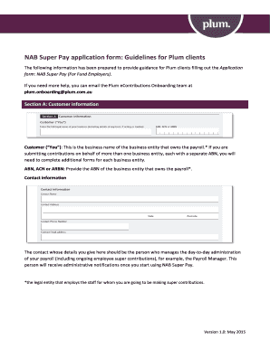 Payroll discrepancy form template - NAB Super Pay application form: Guidelines for Plum ... - plum.com.au