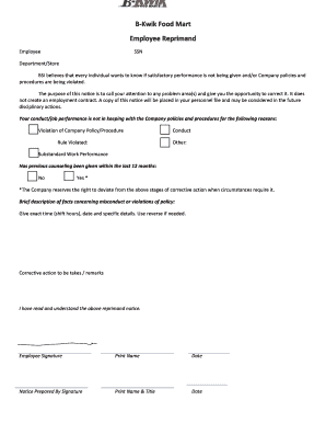 Employee Reprimand Notice