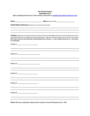 My Life My Products Submission Form