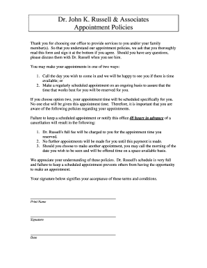 Appointment Policies Agreement