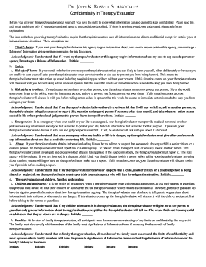 Confidentiality Agreement for Therapy
