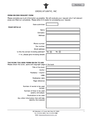 Grove/Atlantic Permission Request Form