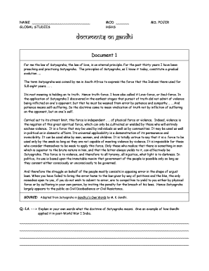 Satyagraha and Civilization Analysis Worksheet