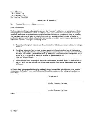 Cooperative Apartment Occupancy Agreement