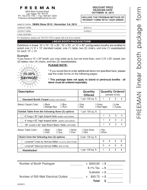 Linear booth package form - SEMA Show