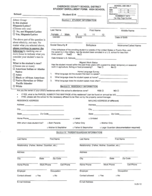 Cherokee County High School Student Enrollment Form