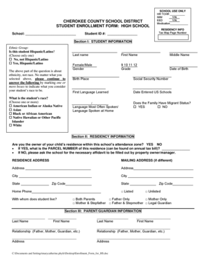 High School Student Enrollment Form