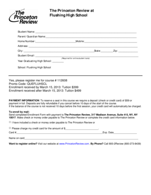The Princeton Review Enrollment Form