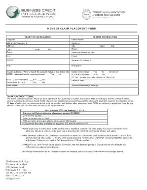 Member Claim Placement Form