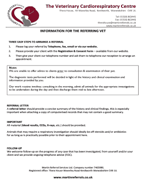 Veterinary Cardiorespiratory Centre Registration and Consent Form