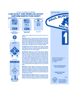 Cub Scout and Webelos Scout Uniform Inspection Sheet