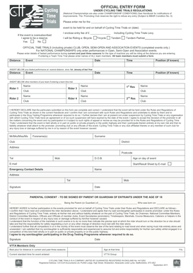 Cycling Time Trial Entry Form