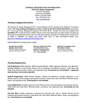 Society for Range Management 65th Annual Meeting Registration Form