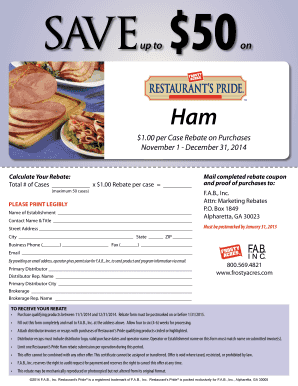 Restaurant's Pride Ham Rebate Form