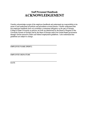 Employee Handbook Acknowledgement Form