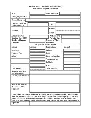 Program evaluation form template - Final Enrichment Program Evaluation Form 2014-2015... - community-outreach