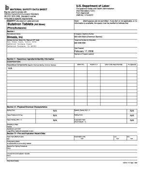 Material Safety Data Sheet for Butatron Tablets