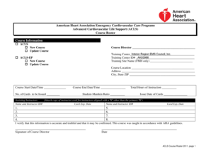 ACLS Course Roster Form