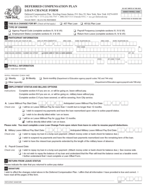 Deferred Compensation Plan Loan Change Form