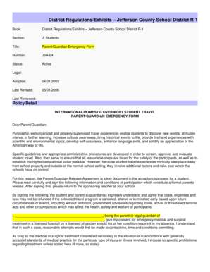Parent Guardian Emergency Form