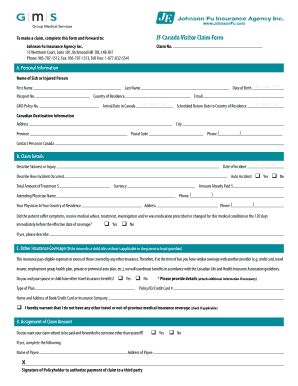 JF Canada Visitor Claim Form