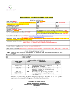 Medicare Part D Payer Sheet