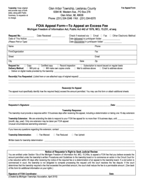 Michigan FOIA Fee Appeal Form