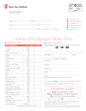 Holiday Gift Catalogue Order Form