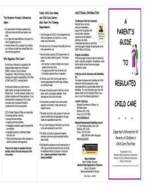 Maryland Family Child Care Emergency Form