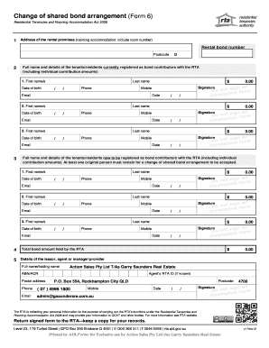 Change of Shared Bond Arrangement Form 6