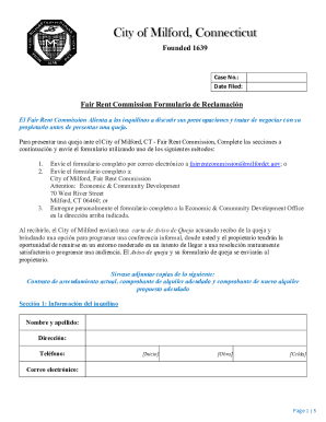 Fair rent commission formulario de reclamación