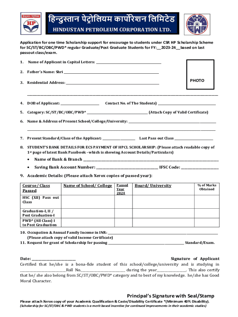 Hp Skill Development Form.pdf HP Scholarship Application Form - Blank Fillable Template | Fill Out ...