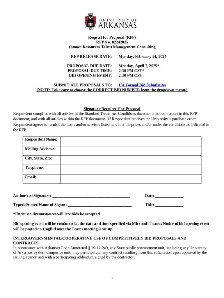 Request for Proposal (rfp) for Human Resources Talent Management ...