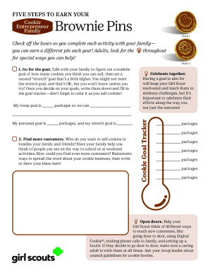 Five steps to earn your cookie entrepreneur brownie pins