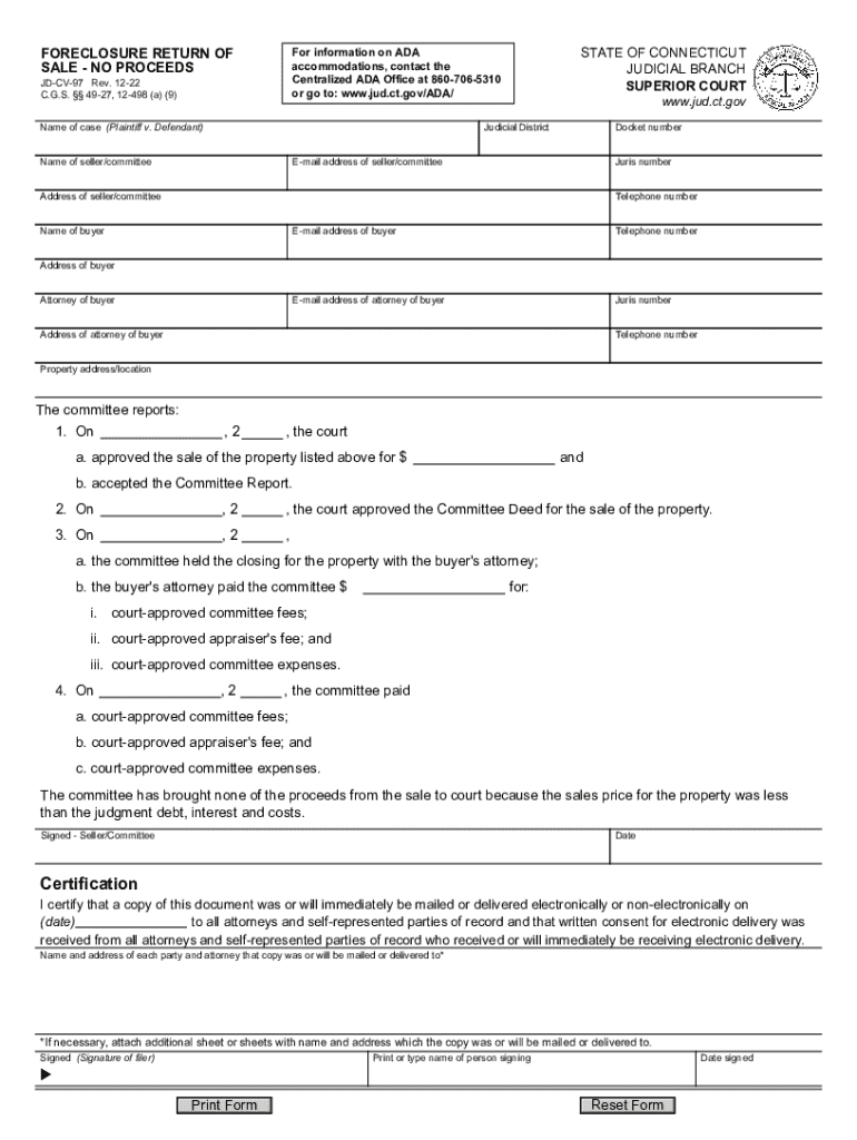FORECLOSURE RETURN OF SALE - NO PROCEEDS Preview on Page 1