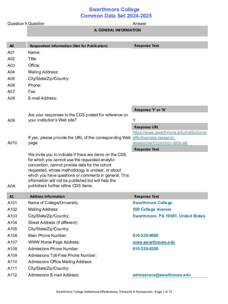 Fillable Online Common Data Set 2024-2025 Fax Email Print - pdfFiller