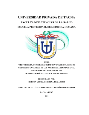 Tesis sobre la prevalencia, factores asociados y cuadro clínico de cataratas oculares