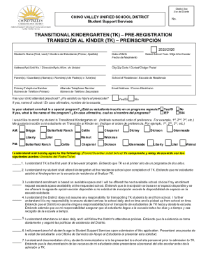 Transitional kindergarten pre-registration