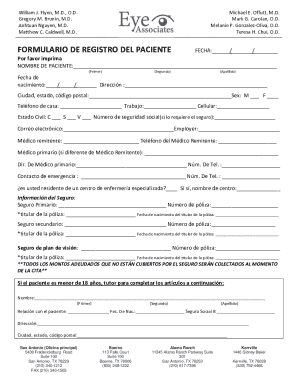 Formulario de registro del paciente