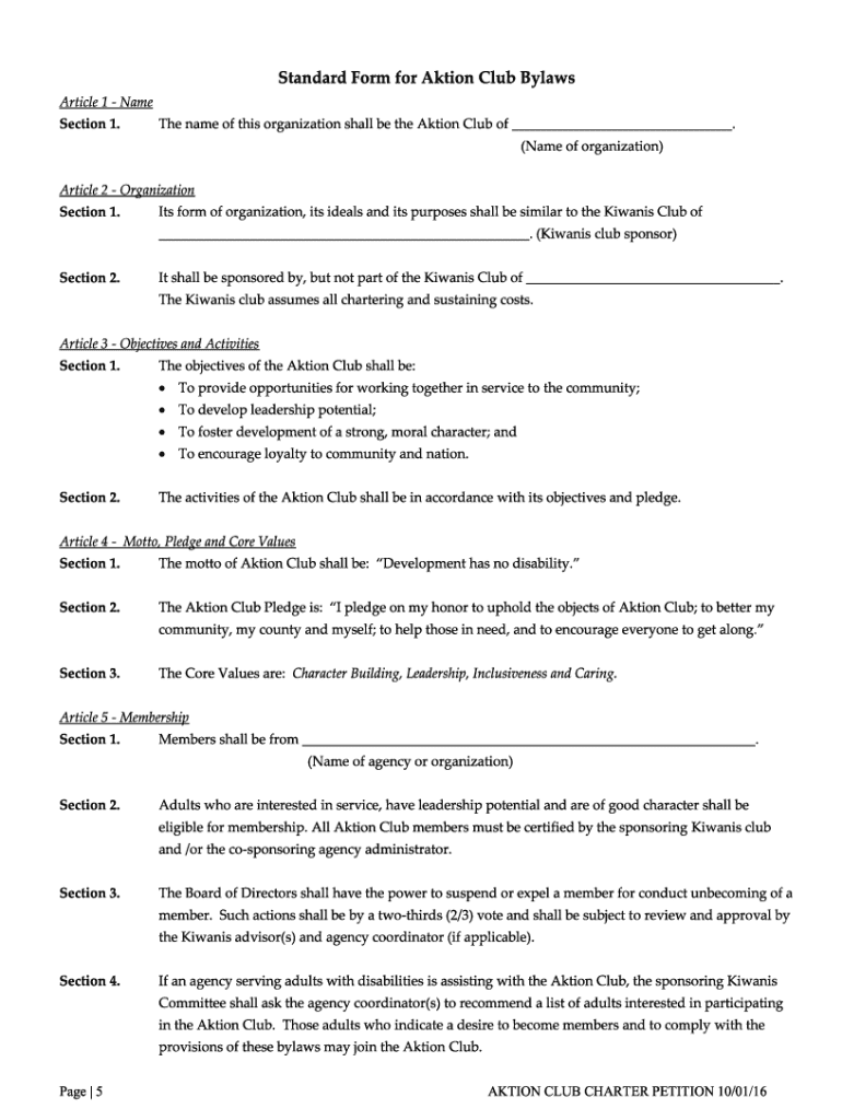 2016 AktionClub-PetitiontoCharter-2016-fillable Preview on Page 1
