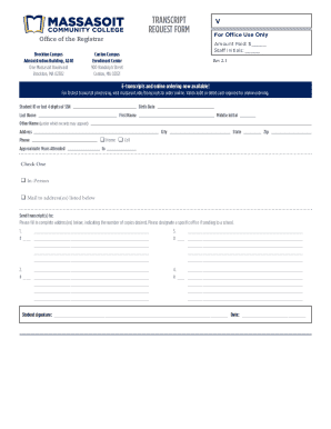 Fillable Online Transcript Request Form Fax Email Print - pdfFiller