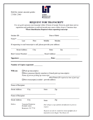 Fillable Online Transcript Request Form Fax Email Print - pdfFiller
