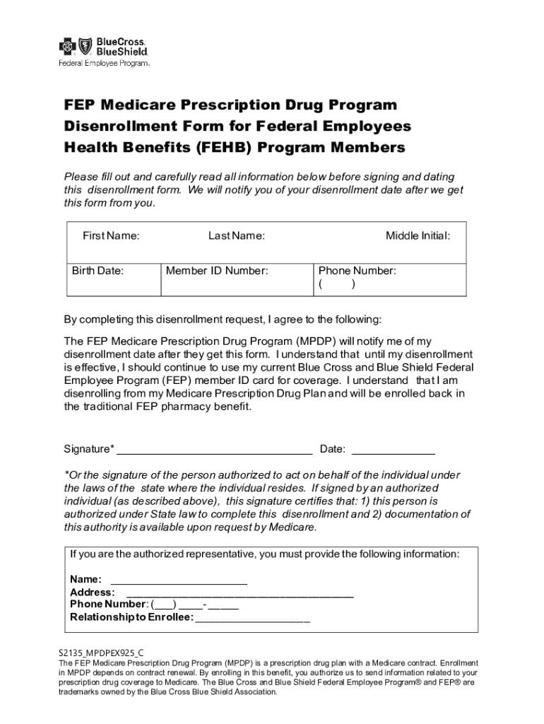 Medicare Disenrollment Form.pdf FEP Medicare Prescription Drug Disenrollment Form - Fill Out, Sign ...