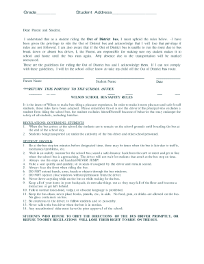 Out of district bus safety acknowledgment
